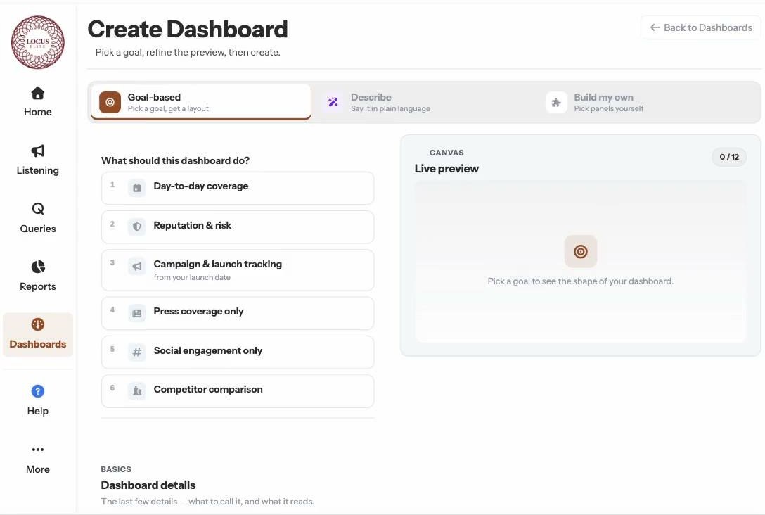 Building a social dashboard from a template in the Locus Elite app