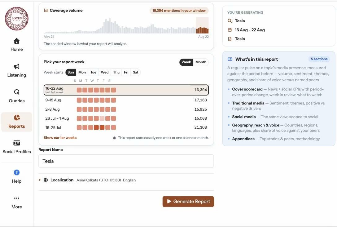 Generating a weekly report and downloading the finished deck